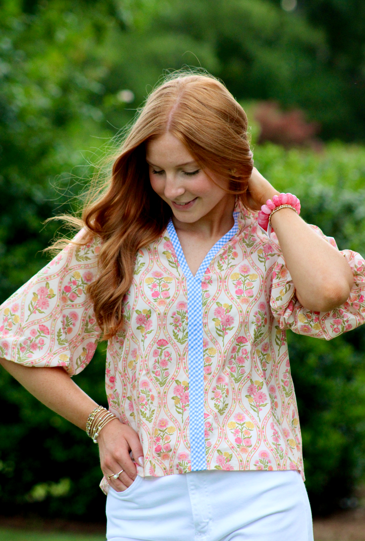 Rosewood Puff Sleeve Top