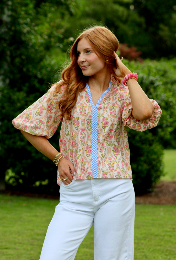 Rosewood Puff Sleeve Top