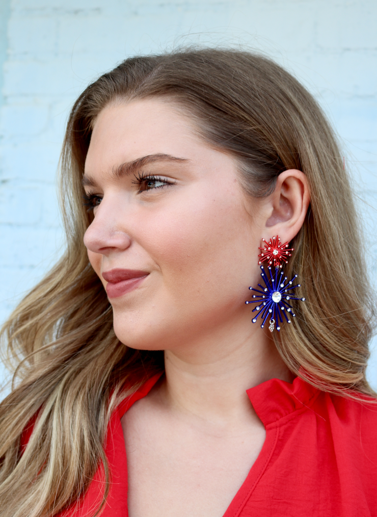 Blue & Red Firework Earrings