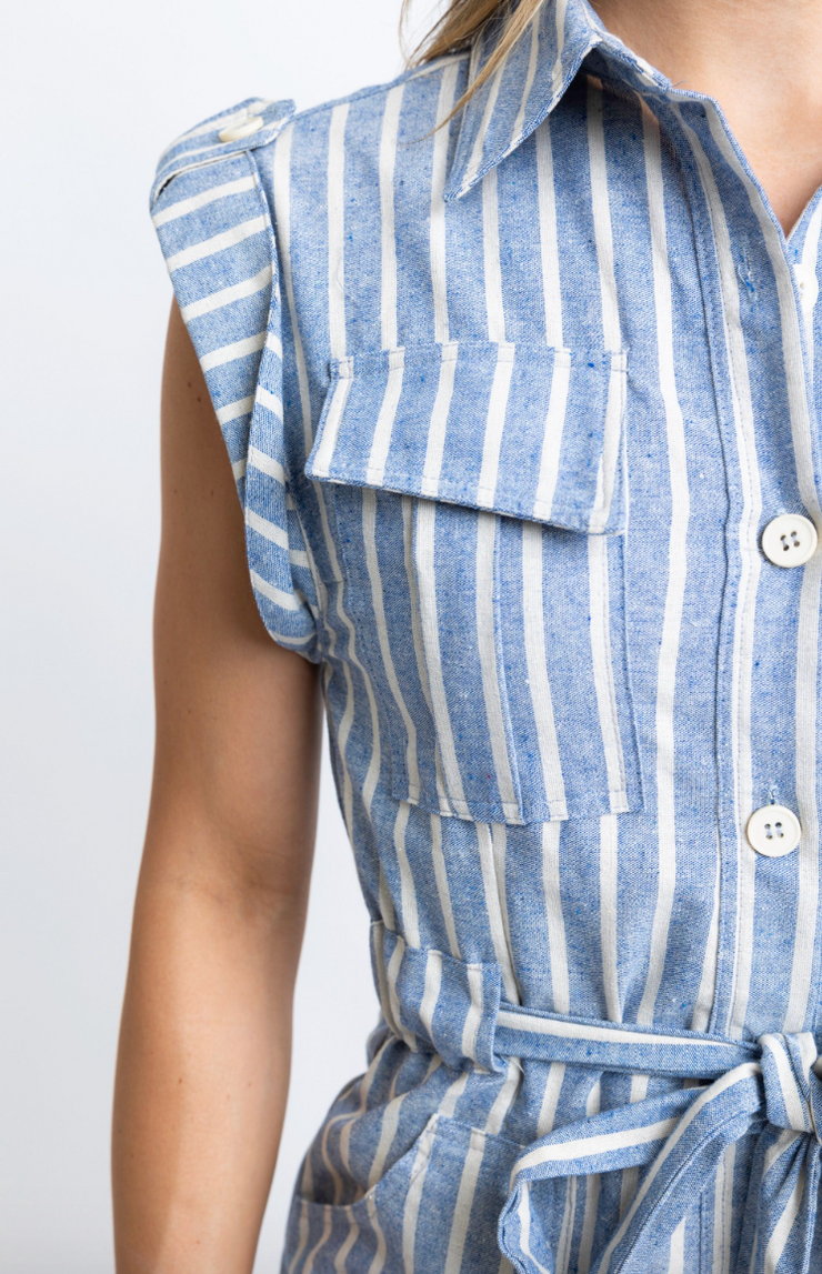 Summer Stripe Chambray Romper