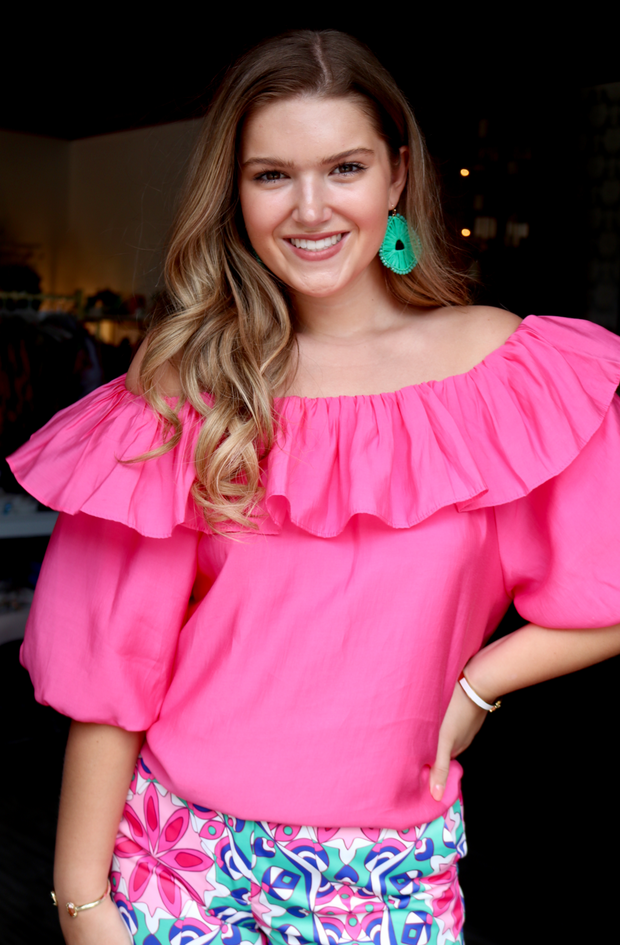 Reesa Off The Shoulder Top | Pink