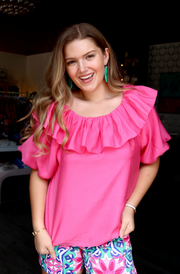 Reesa Off The Shoulder Top | Pink - S,L