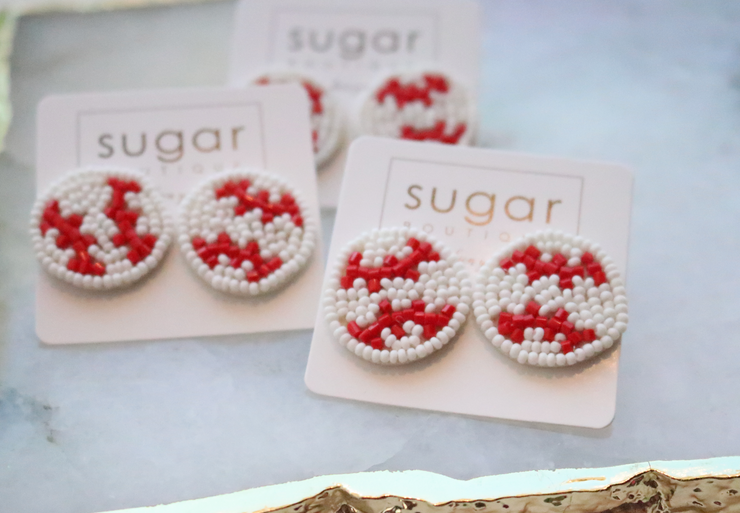 Seed Bead Baseball stud