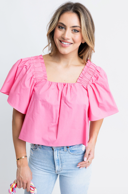 Sail Away Square Neck Top | PINK