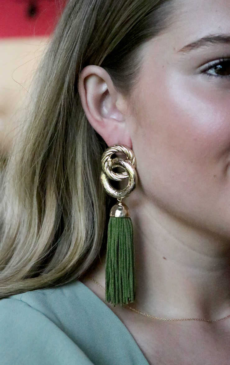 Glam Tassel Earring | Olive