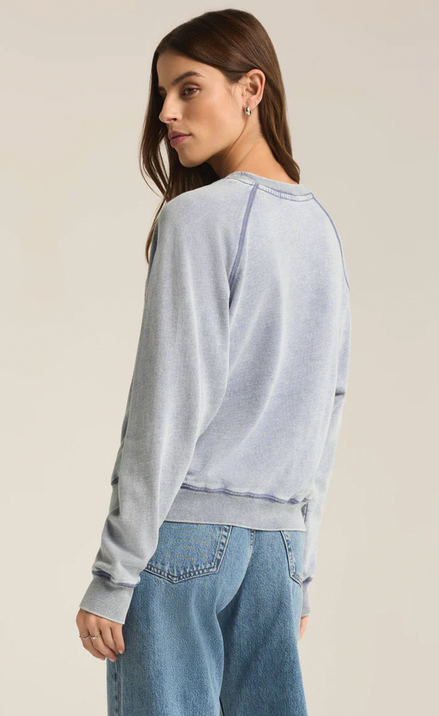 Saldana Knit Denim Top | Washed Indigo - XS