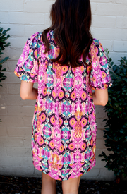 Ally Aztec Puff Sleeve Dress