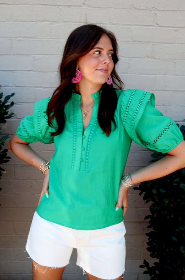 Venice Lace Top | Green - XL