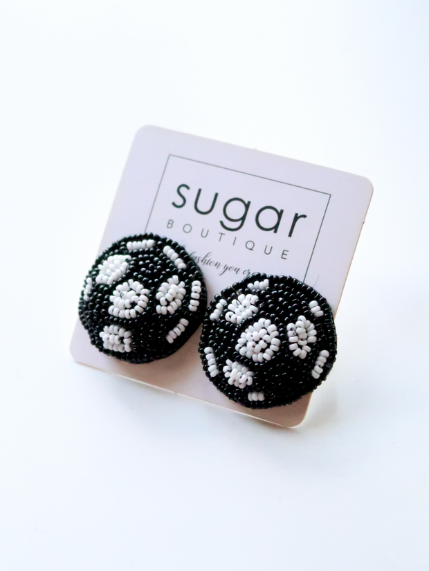 Soccer Ball Beaded Stud