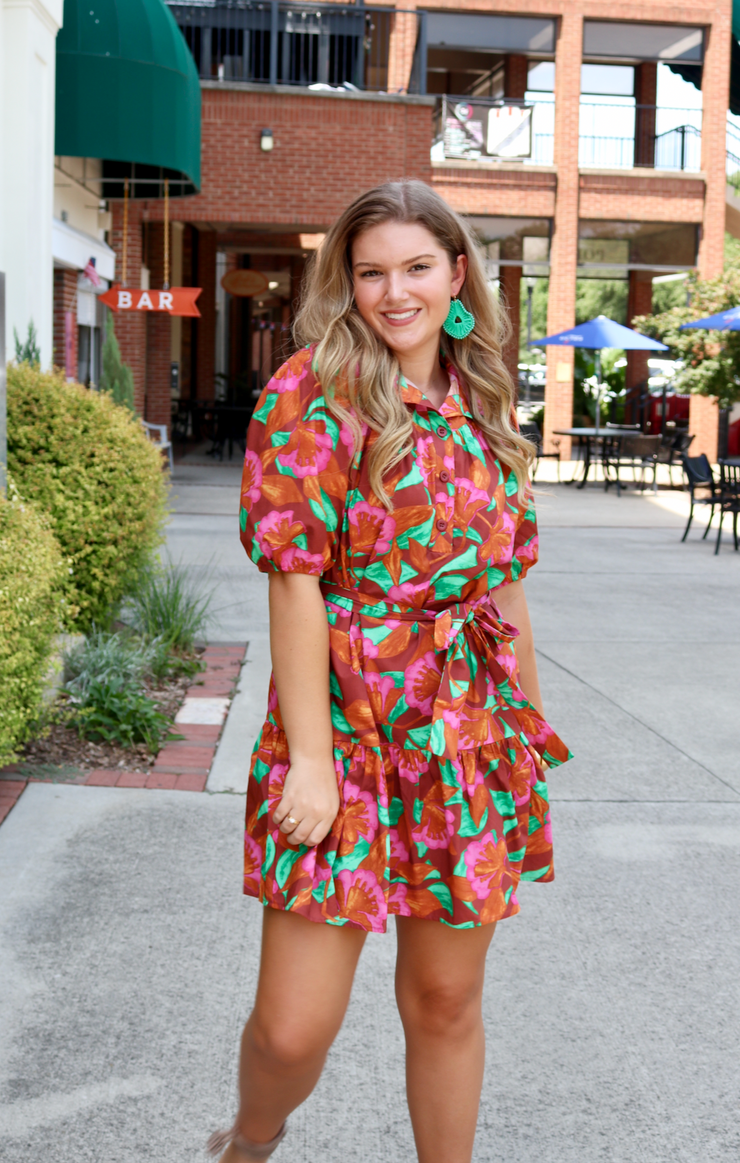 Poppy Trim Puff Sleeve Dress