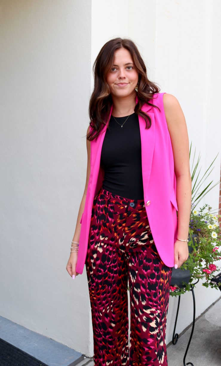 Gilet Long Vest | Neon Cerise