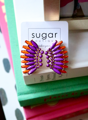 Glam Fan Earring | Purple + Orange