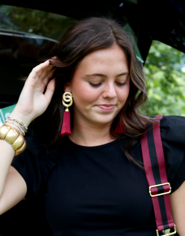 Elegant Tassel Earring | Garnet