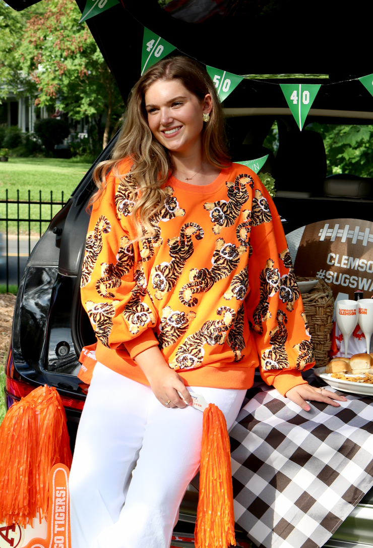 Orange Scattered Tiger Sweatshirt