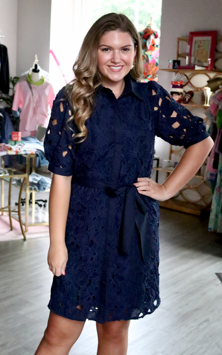 Venice Lace Dress | Navy