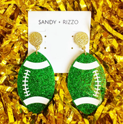 Green Glitter Football Earring