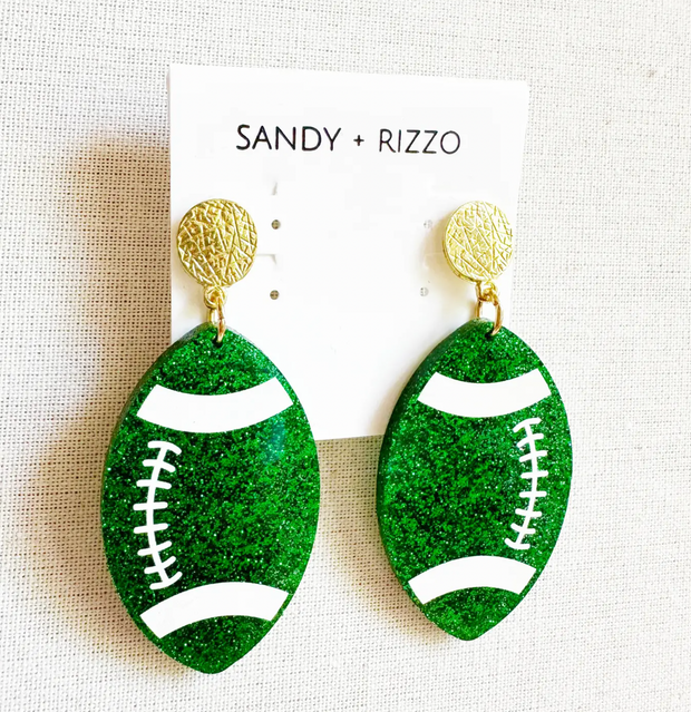 Green Glitter Football Earring