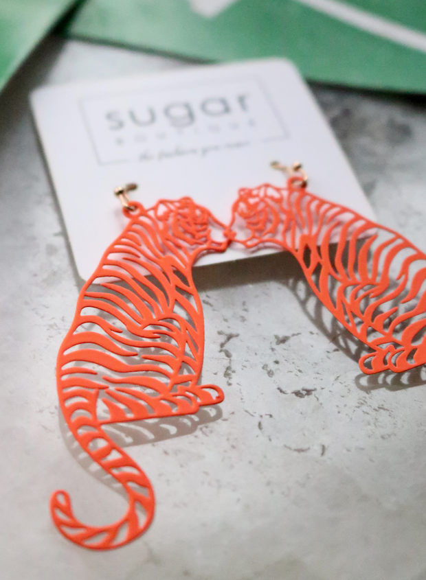 Tiger Stripes Earring | Coated Orange