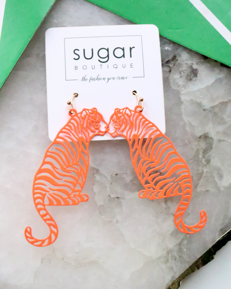 Tiger Stripes Earring | Coated Orange