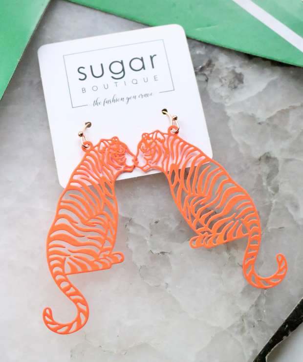 Tiger Stripes Earring | Coated Orange