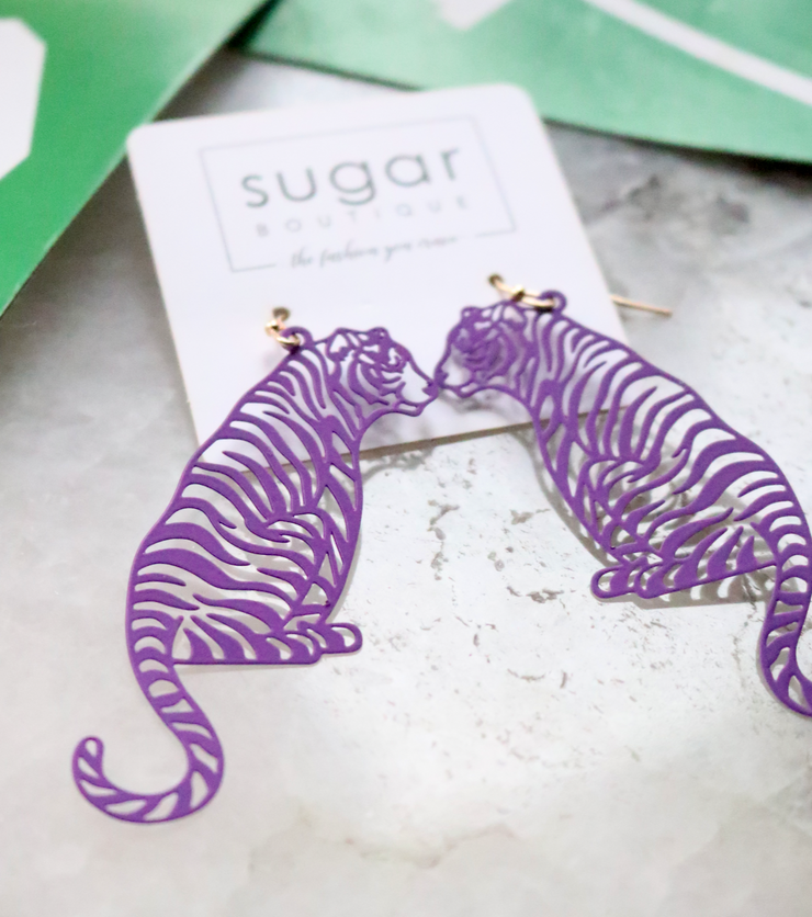 Tiger Stripes Earring | Coated Purple