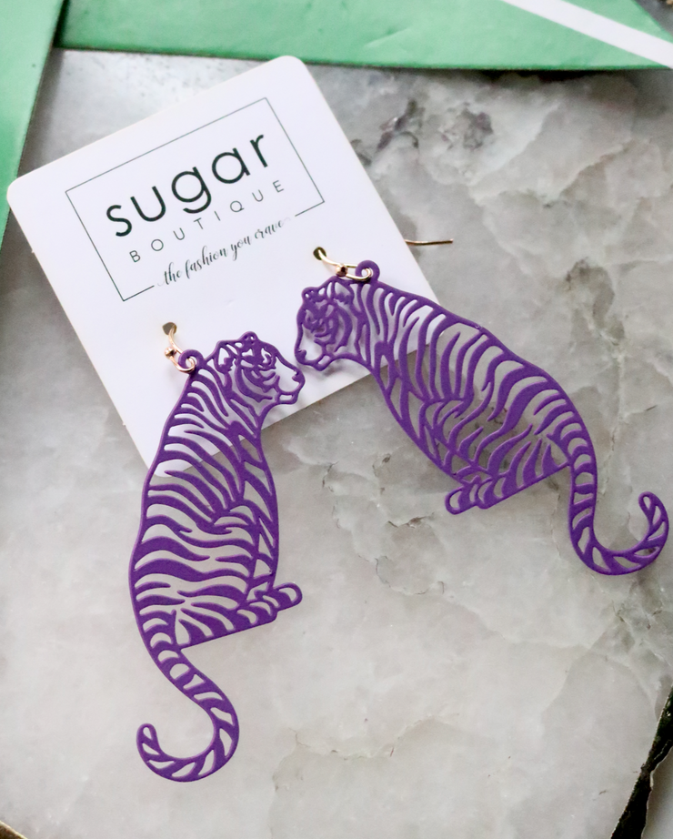 Tiger Stripes Earring | Coated Purple