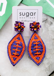 Extra Point Football Earring | Purple + Orange