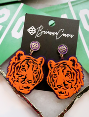 Orange and Purple Tiger Earring