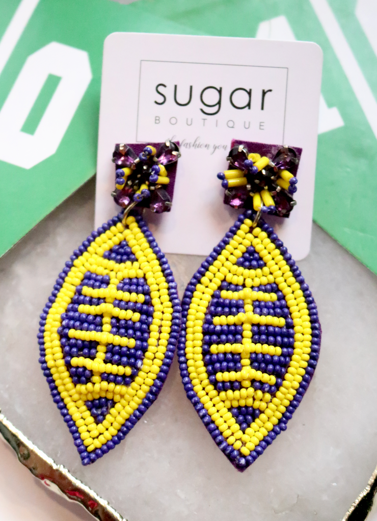 Extra Point Football Earring | Purple + Yellow