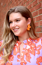 Metal Petal Earring | Bright Orange