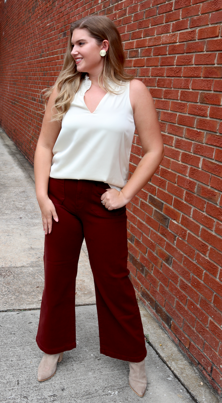 Essential Ruffle Tank | Ivory