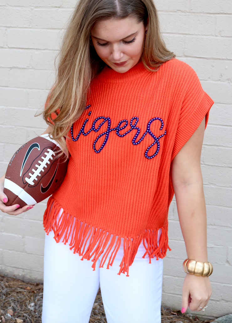 Clemson Tigers Fringe Sweater Vest