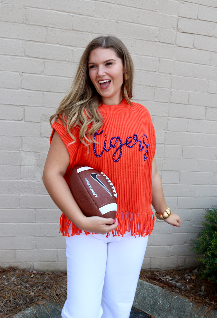 Clemson Tigers Fringe Sweater Vest