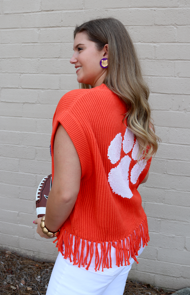 Clemson Tigers Fringe Sweater Vest