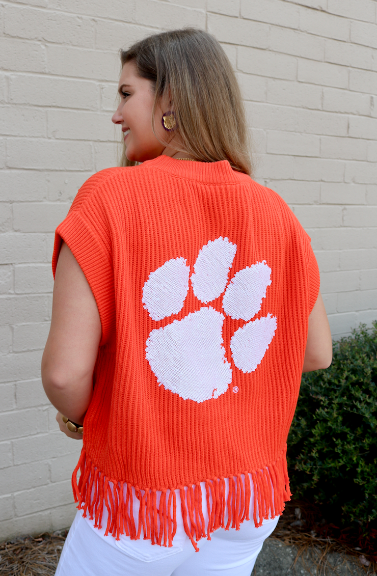 Clemson Tigers Fringe Sweater Vest