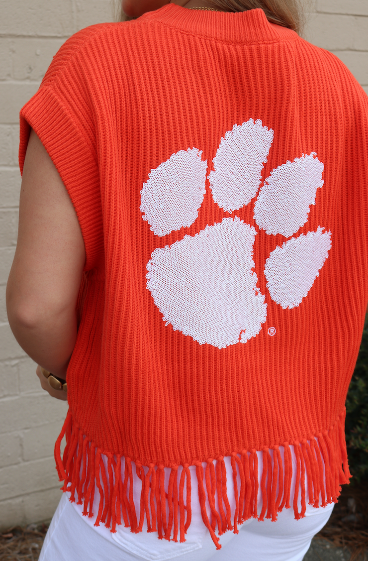 Clemson Tigers Fringe Sweater Vest