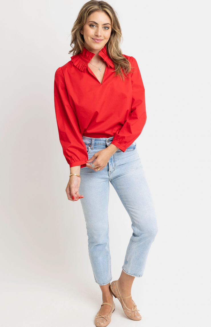 Savannah Ruffle Top | Red