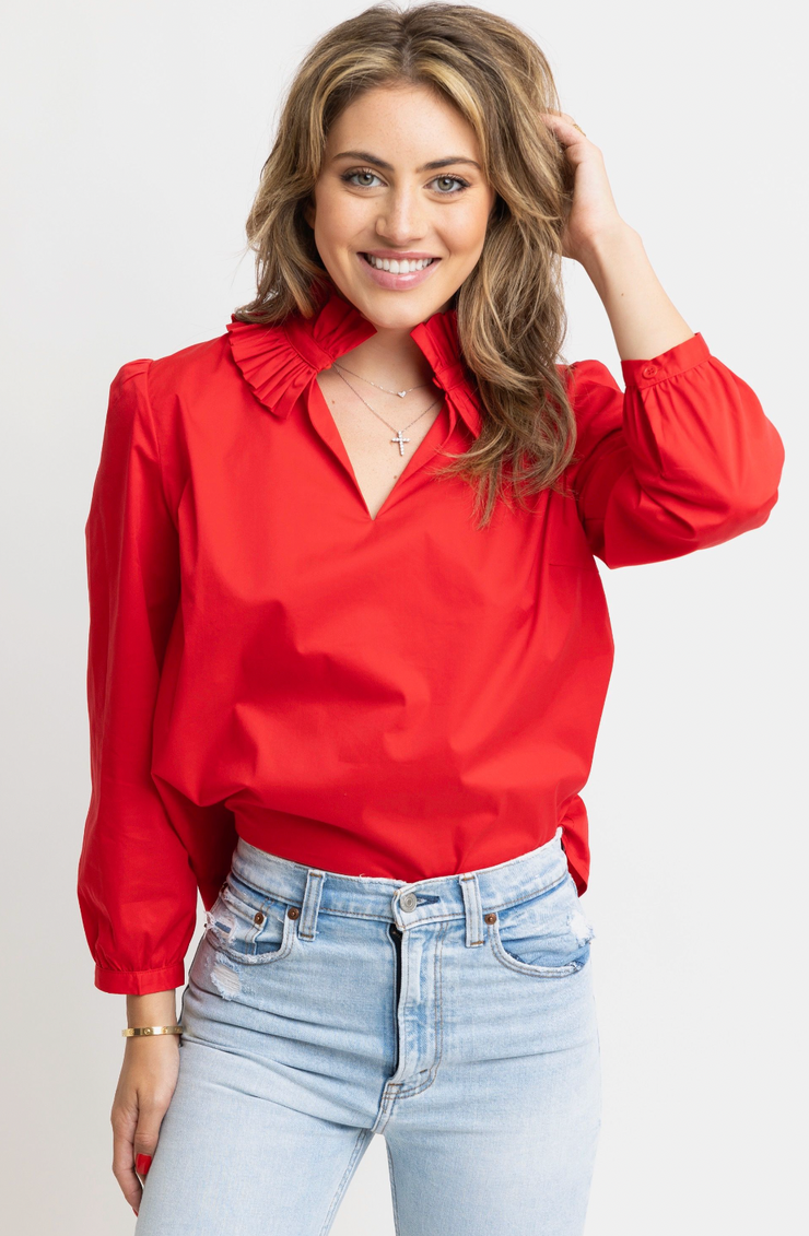 Savannah Ruffle Top | Red