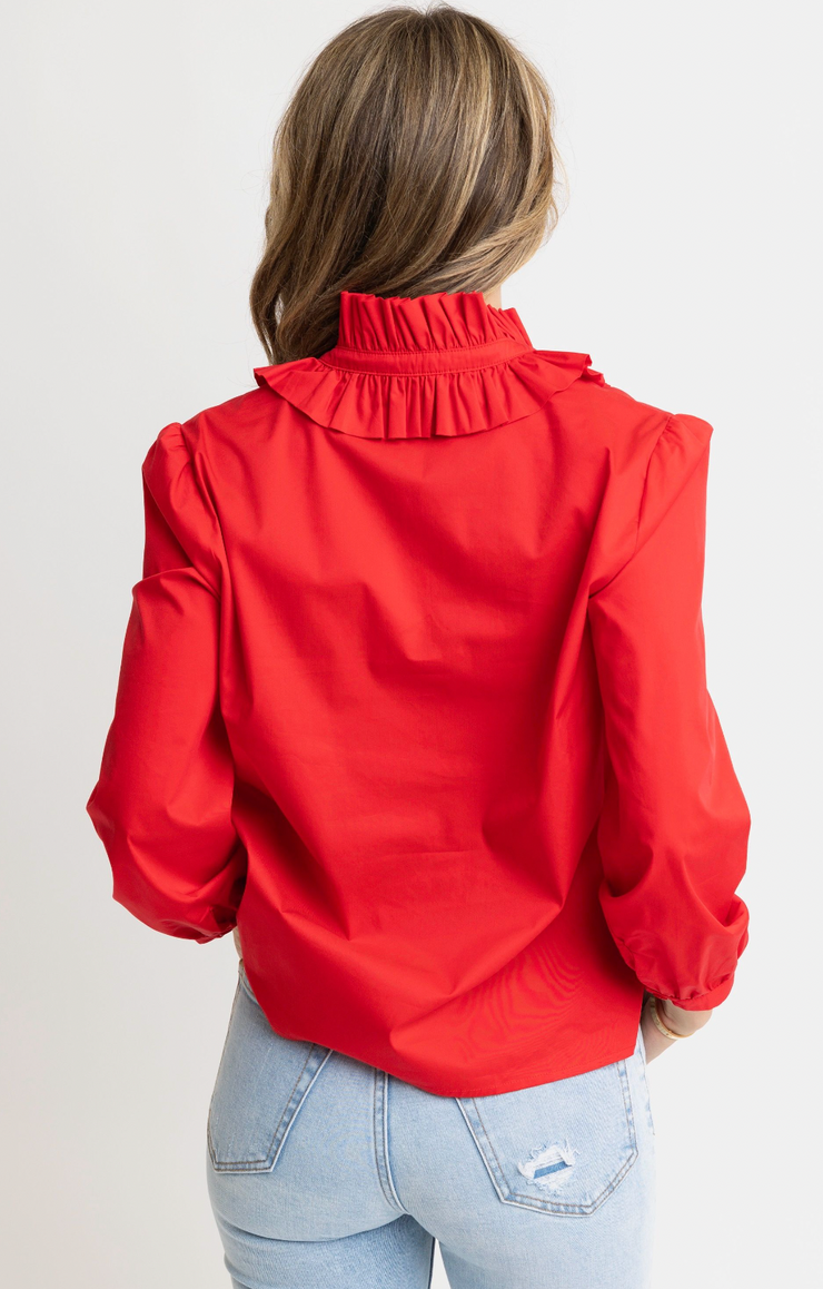 Savannah Ruffle Top | Red