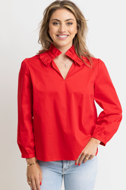 Savannah Ruffle Top | Red