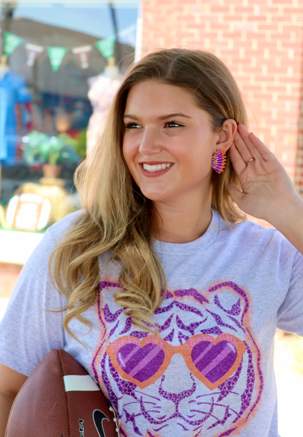 Glam Fan Earring | Purple + Orange