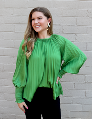 Pleated Polly Blouse | Sage