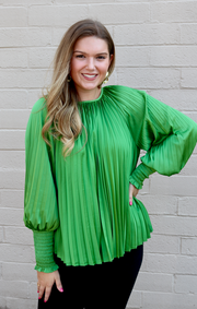 Pleated Polly Blouse | Sage