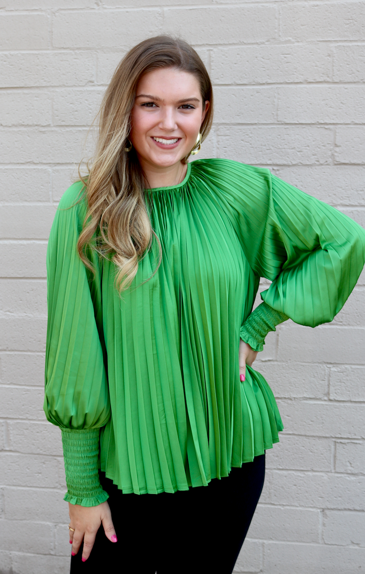 Pleated Polly Blouse | Sage