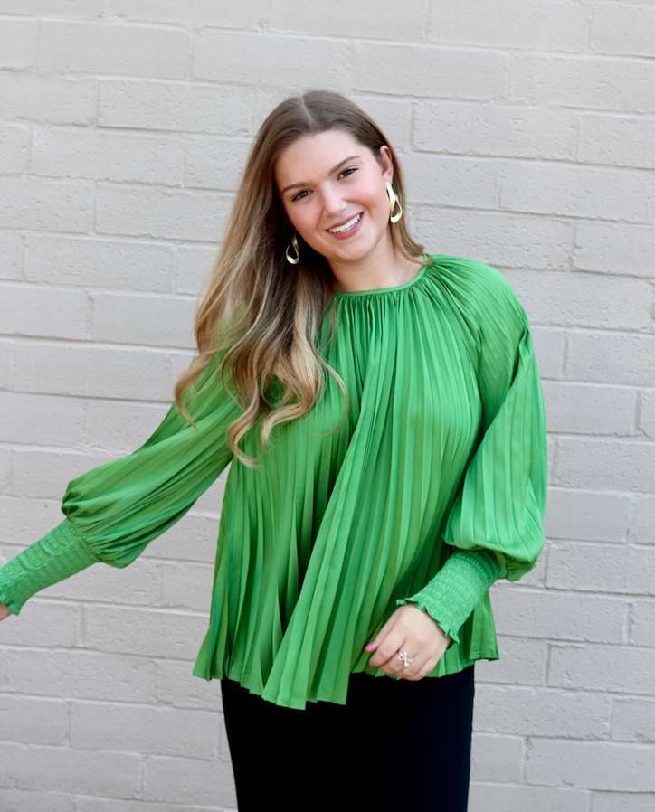 Pleated Polly Blouse | Sage