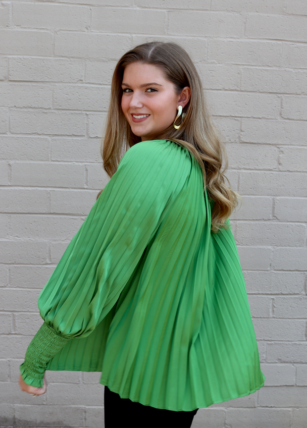 Pleated Polly Blouse | Sage