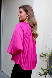 Pleated Polly Blouse | Magenta