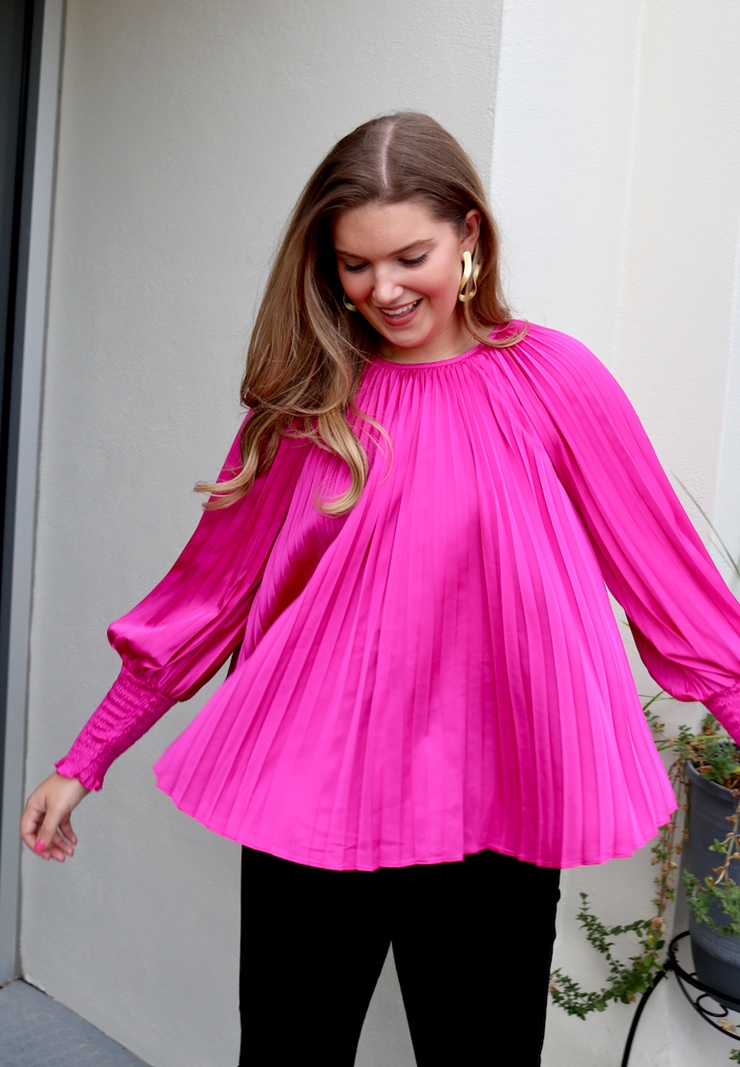 Pleated Polly Blouse | Magenta