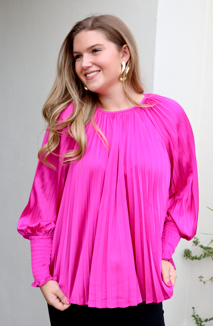 Pleated Polly Blouse | Magenta