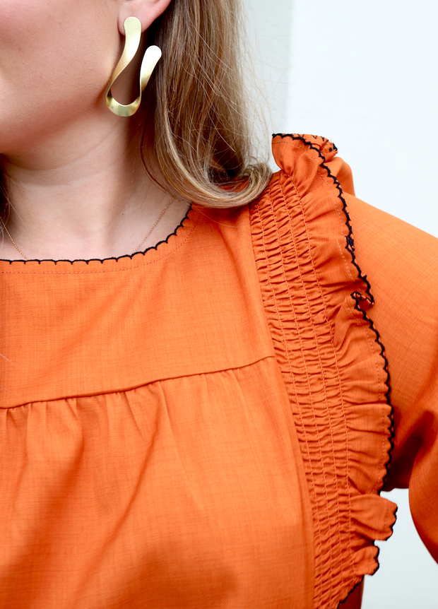 Pumpkin Spice Ruffle Top